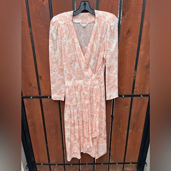 Vintage Nora Noh 100% Silk Long Sleeve Dress Women Size 10 Pink - Picture 1 of 4